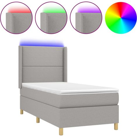 Maison Exclusive - Letto a Molle Materasso e LED Grigio Chiaro 100x200 cm Tessuto