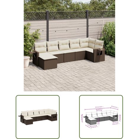 The Living Store 7-tlg. Garten-Sofagarnitur mit Kissen Braun Poly Rattan - Gartenmöbel - Sofasatz - Outdoor Möbel - Rattan Gartenmöbel - PE-Rattan (1/3)