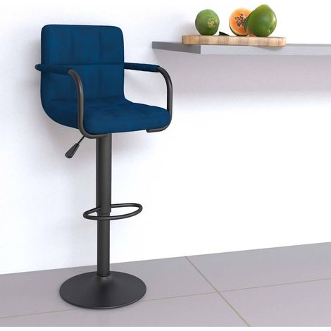 vidaXL Tabouret de bar Bleu Velours (1/5)