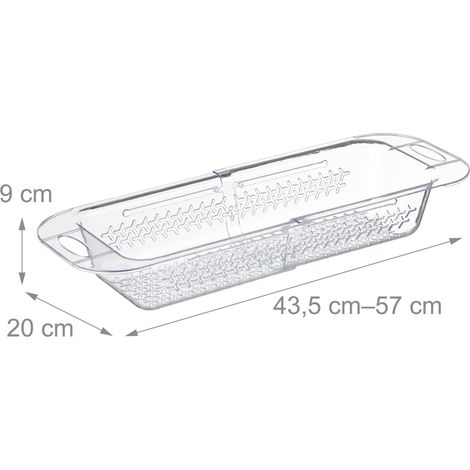 Colador extensible práctico para escurrir pasta, fruta y verdura, 38 x 24 x 12 cm, de plástico gris, 130014714 (1/4)