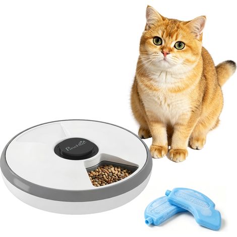PawHut Automatic Cat Feeder Programmable Timer for 6 Meals