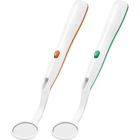 Lot de 2 miroirs dentaires antibuée avec éclairage LED pour l'inspection buccale et les soins dentaires à domicile. (1/5)