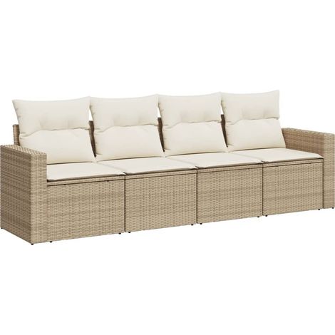 Maison Exclusive - Set Divano da Giardino 4 pz con Cuscini Beige in Polyrattan (1/3)