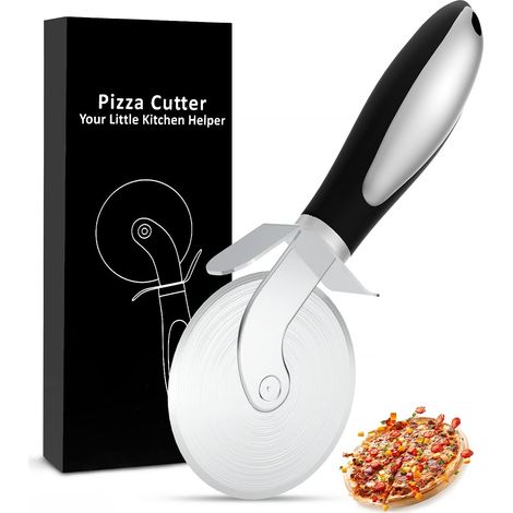 1 Roulette Pizza, Acier Inoxydable, Poignée Silicone Antidérapante, Lame 8cm, Pour Cuisine Domestique (1/5)