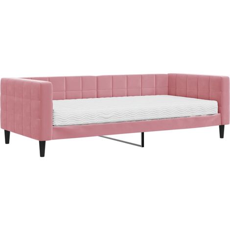 Maison Exclusive - Divano Letto con Materasso Rosa 90x200 cm in Velluto (1/5)