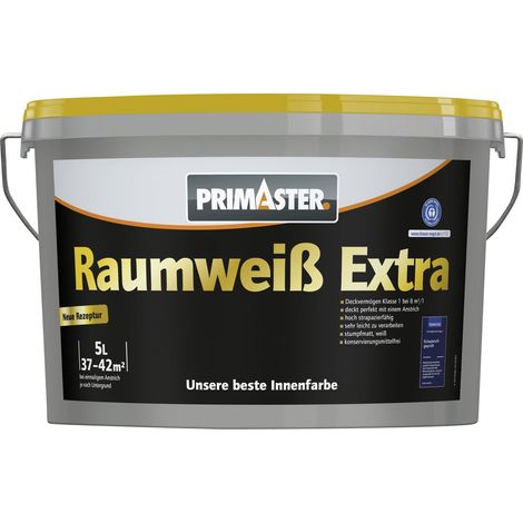 Primaster Raumweiß Extra Wandfarbe matt weiß konservierungsmittelfrei 5 L Innen