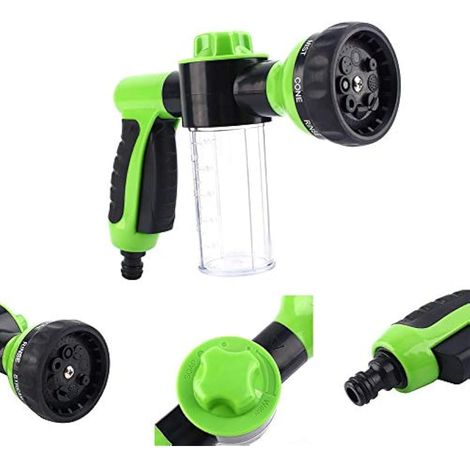 Pistolet pulvérisateur manuel à mousse, nettoyeur de buse d'eau, essence, 8 modèles de canon à arrosage avec tuyau réglable (1/3)