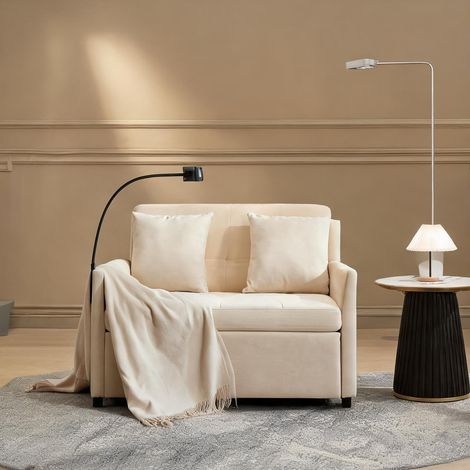 Canapé convertible en tissu beige avec accoudoirs escamotables (1/5)