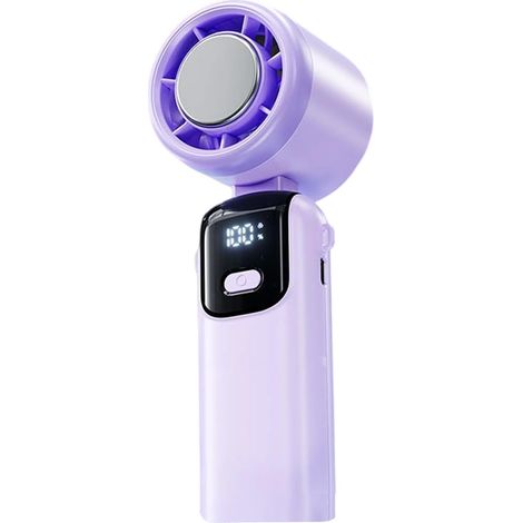 Ventilateur portable USB 29 000 tr/min haute vitesse 2400 mAh rechargeable Mini ventilateur de refroidissement à main violet, affichage LED, autonomie 6 heures, 6 engrenages éoliens, refroidisseur de 