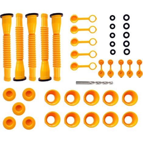 Kit de remplacement de bec de bidon de gaz, remplacement de buse de bidon de gaz, buse de versement flexible adaptée aux bidons de gaz de 1/2/5/10 gallons avec buse, bouchons (五件套装+8mm钻头PE) (1/5)
