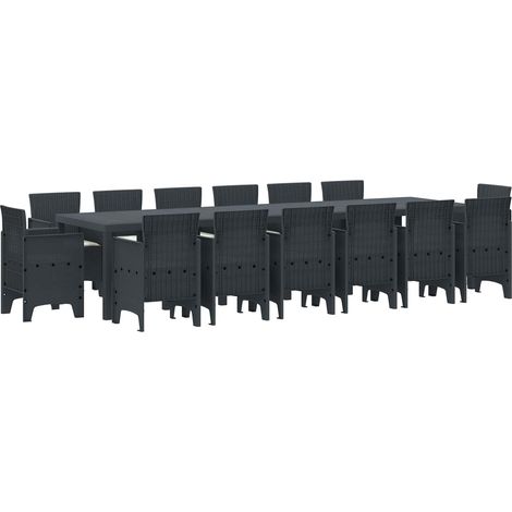 Garten Essgruppe 15 pcs Anthrazit Polt Rattan (1/5)