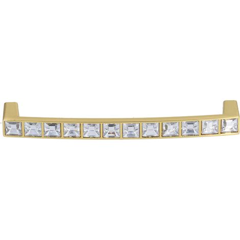 Ensemble de 4 poignées de porte de placard modernes en cristal, motif diamant, double trou, entraxe de 128 mm (1/5)