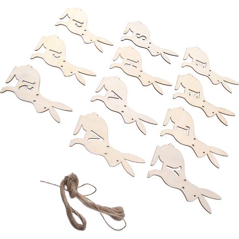 Ensemble de décorations en bois pour la maison, le bureau ou la chambre : lapin de Pâques suspendu, ornement à suspendre, lapin de Pâques. (1/5)