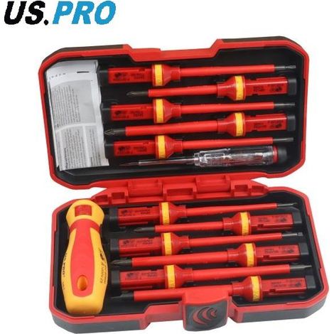 US PRO VDE Screwdriver Set 13pc Insulated Electricians Interchangeable 4631 (1/2)