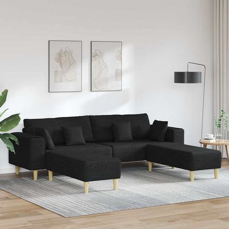 vidaXL Canapé 3 pc Noir tissu (1/4)