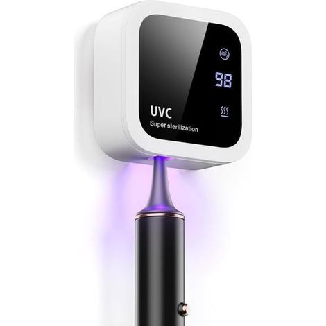 Esterilizador de cepillos de dientes con doble luz UV-C y UV-A, soporte de pared para cepillos de dientes con función de secado por aire, ideal (blanco) (1/5)