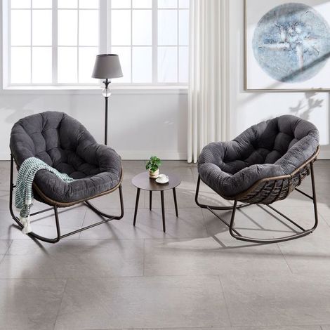 Fauteuil de Jardin rotin assise rembourrée dossier balancelle usage extérieur (1/5)