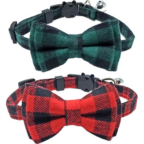 Collier pour chat en deux parties, collier à carreaux avec nœud amovible, collier pour chatons (1/3)