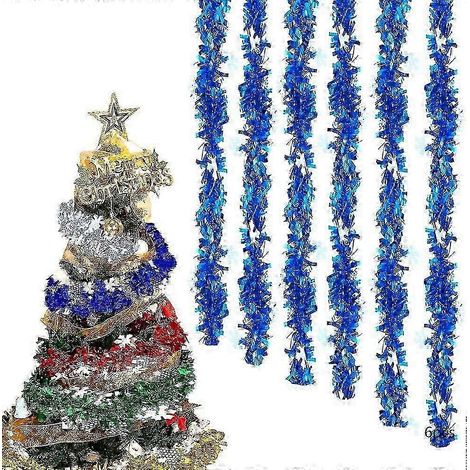 6 guirlandes de Noël rouges, couronnes de Noël brillantes, décorations de Noël, guirlandes pour sapin de Noël bleues (1/4)