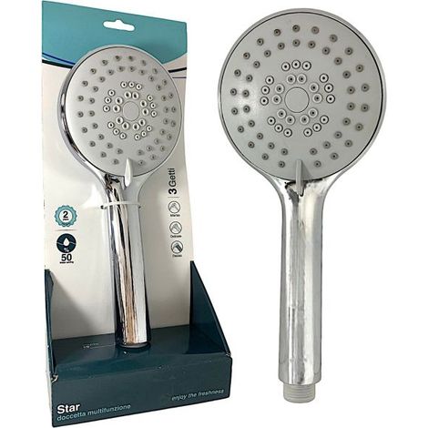Doccino Doccetta Rotondo Ø115mm con 3 Getti in ABS Anticalcare Attacco 1/2" (1/5)