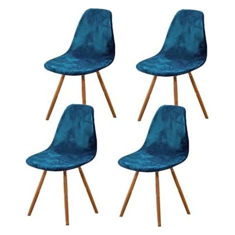 Housse de Chaise Scandinaves Lot de 4, Extensible Housse de Chaise de Salle à Manger, Velours Bleu Universelle Couverture de Chaise sans Accoudoirs pour Décoration de Salon Cuisine Maison (1/4)