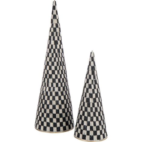 Lot de 2 Cônes Déco "Hollywood" 40cm Noir & Écru (1/3)