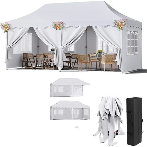 Pavillon, wasserdichtes Design, abnehmbare Seitenwände, weiß (1/2)