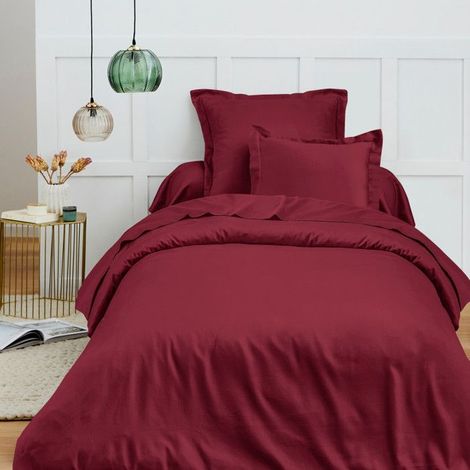Housse de couette 140 x 200 cm "Prémium" pour lit 1 place - Prémium Grenat