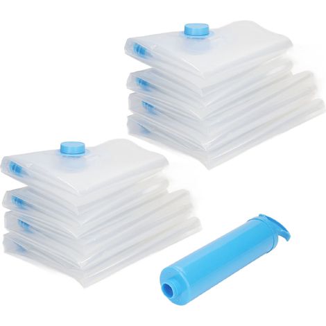Kit de 8 sacs de compression sous vide avec 1 pompe à vide manuelle (1/5)