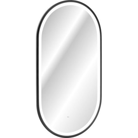 Spiegel Badezimmer LED schwarz oval 90x50 cm Design