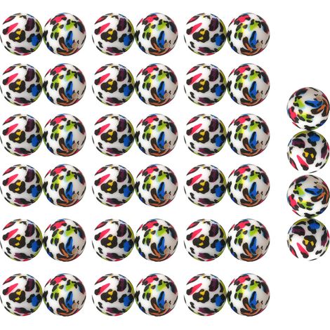 40 perles en silicone, kit de perles pour la création de colliers et bracelets, perles rondes colorées de 12 mm, assortiment de perles. (1/5)