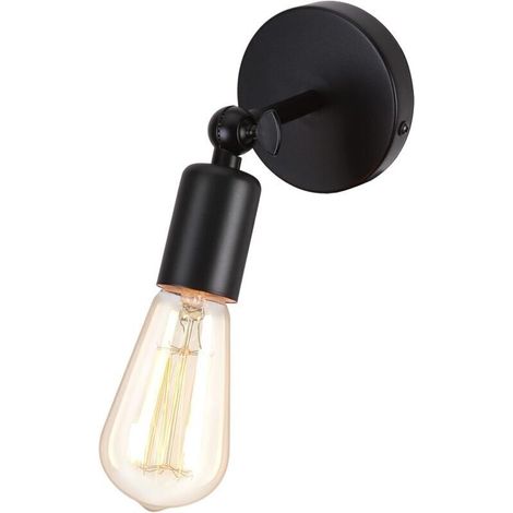 Vintage-Industrie-Wandleuchte, E27-Metallwandlampe, Deckenleuchte für den Innenbereich, 240° verstellbare Beleuchtung für Schlafzimmer, Küche, Wohnzimmer (Leuchtmittel nicht enthalten, Schwarz) (1/4)