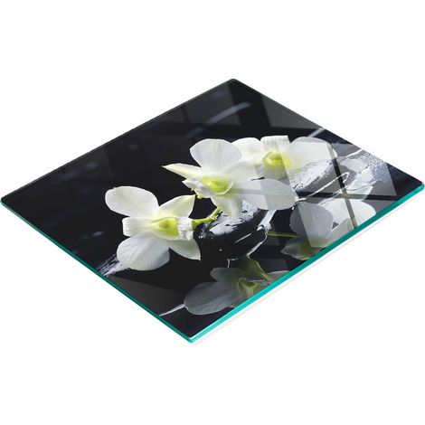 Tabla de cocina decorativa multifuncional de madera templada con diseño de orquídea, 60x52 cm. (1/5)
