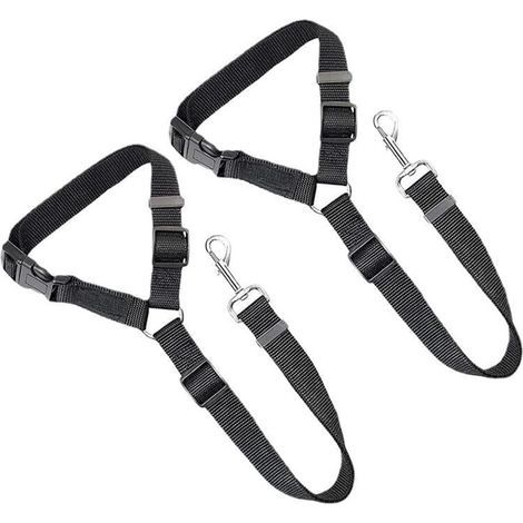Lot de 2 sangles de ceinture de sécurité pour chien et chat, réglables, en nylon, pour appui-tête de voiture