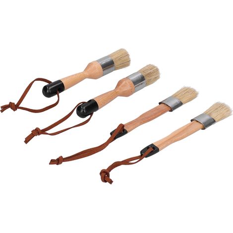 Set mit 4 runden Pinseln mit Holzgriffen zum Streichen und Wachsen, DIY-Werkzeug für Möbel und Inneneinrichtung (1/5)