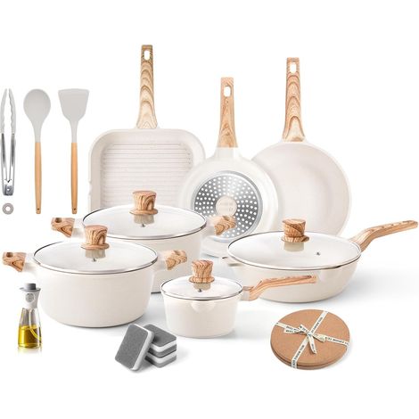 Non Stick Saucepans and Pans Set with Lids, Cookware for Grill and Induction Hob, Non Toxic PFOA Free Frying Pans Pans with Spatulas and (1/5)