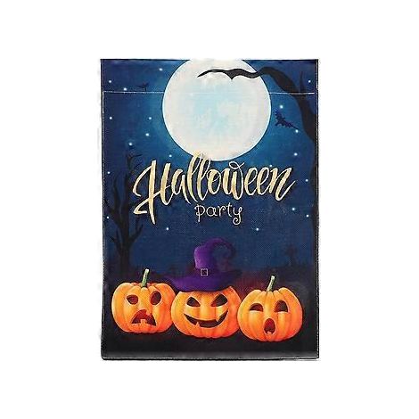 Drapeau de jardin d'Halloween double face citrouille, drapeau vertical citrouille, bannière, drapeau de maison d'Halloween, décoration de porche pour l'extérieur, cour et maison (1/4)