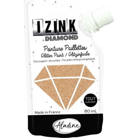 Peinture à paillettes - ALADINE - Izink Diamond - Or Pastel - 80ml - Résistante à l'eau