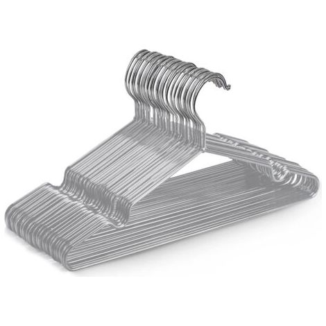QORVA-Lot de 20 cintres en métal recouvert de caoutchouc gris de haute qualité, 30 x 17 x 0,35 cm, gain de place pour les armoires