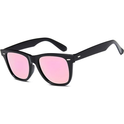Lunettes de soleil Wayfarer noires, verres roses miroir, noires (1/3)