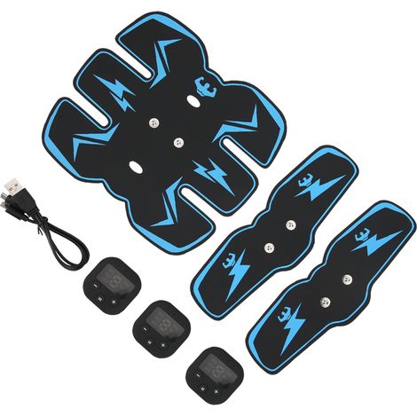 Appareil de musculation abdominale à affichage numérique rechargeable et adhésif, idéal pour la course à pied et le sport (bleu). (1/5)