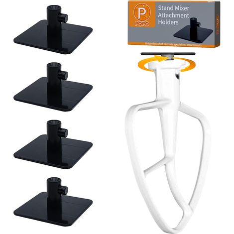 Supports de fixation pour accessoires de mélangeur, lot de 4, en plastique robuste, organisation murale ou sous meuble, compatible avec batteurs et crochets standards (1/5)