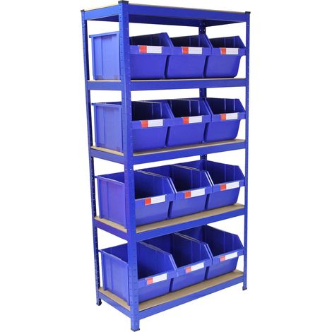 90cm Regale & Lagerkästen Lagerboxen Werkstattregal schraubenlos Blau 1400kg