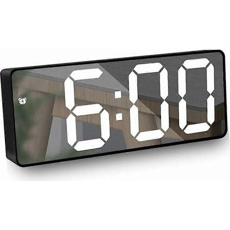 Spiegelwecker, digitaler Wecker mit LED-Anzeige für Datum/Temperatur, Nachtlicht, einstellbarer Helligkeit und Schlummerfunktion für Reisen/Schlafzimmer/Büro