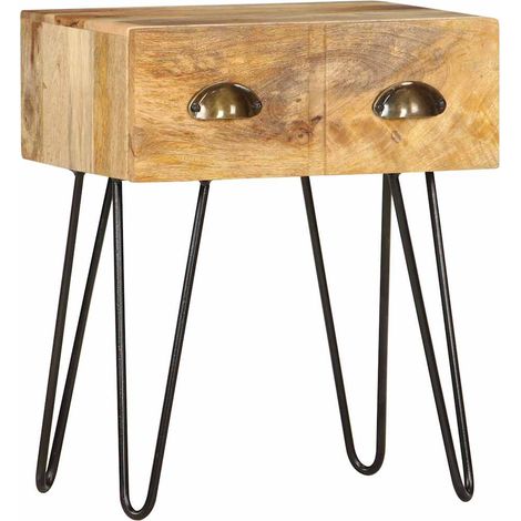 vidaXL Mesita de noche de madera maciza de mango 40x30x50 cm (1/4)