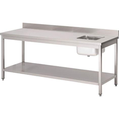 Table du chef avec bac à droite et dosseret (TC1STPR7180) - Gastro M