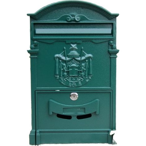 Boîte aux lettres individuelle en aluminium Style classique 41x26x9cm Vert (1/5)