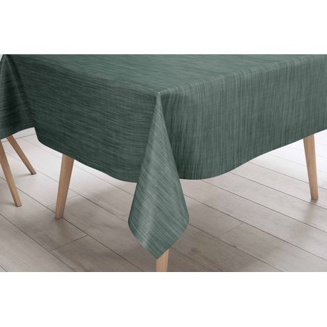 Tovaglia LIMA Verde Scuro – Tela Cerata Plastificata PVC Lavabile Antiscivolo Effetto Lino – Made in Italy Cm. 140x180 x6 persone