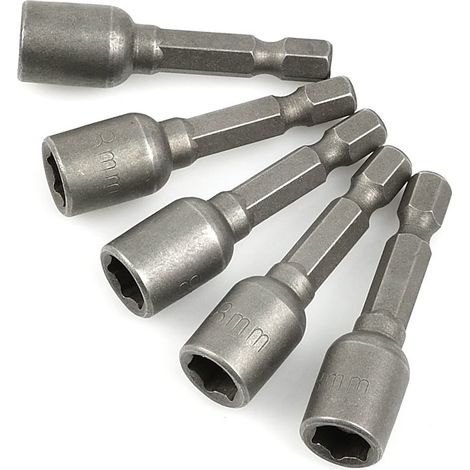 Douilles magnétiques pour vis 8 mm x 48 mm 1/4" 5 pièces (100) (1/3)