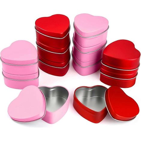 Set mit 12 herzförmigen Schachteln zum Valentinstag mit Deckeln, lose herzförmige Kerzengläser (1/5)